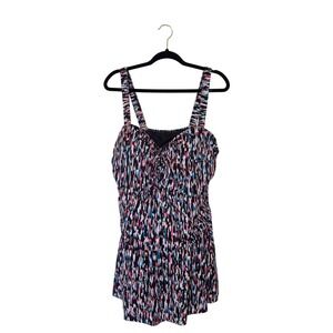 Swimsuits For All Size 22 Multicolor Twist Front Swim Dress NWT‎